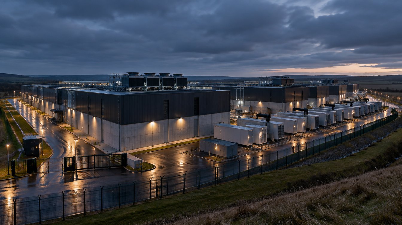 Data centre campus at dusk